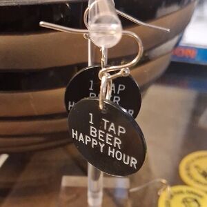 BAR TOKEN EARRINGS "1 TAP BEER HAPPY HOUR"